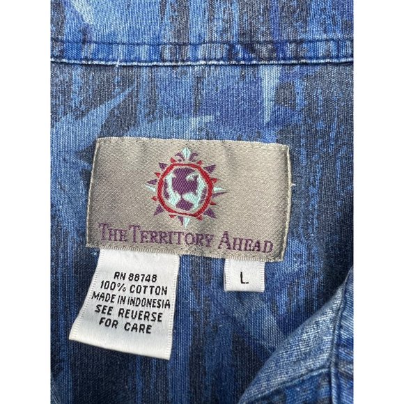 The Territory Ahead Men Shirt Hawaiian Chambray Short Sleeve Button Up Large L - Picture 4 of 5